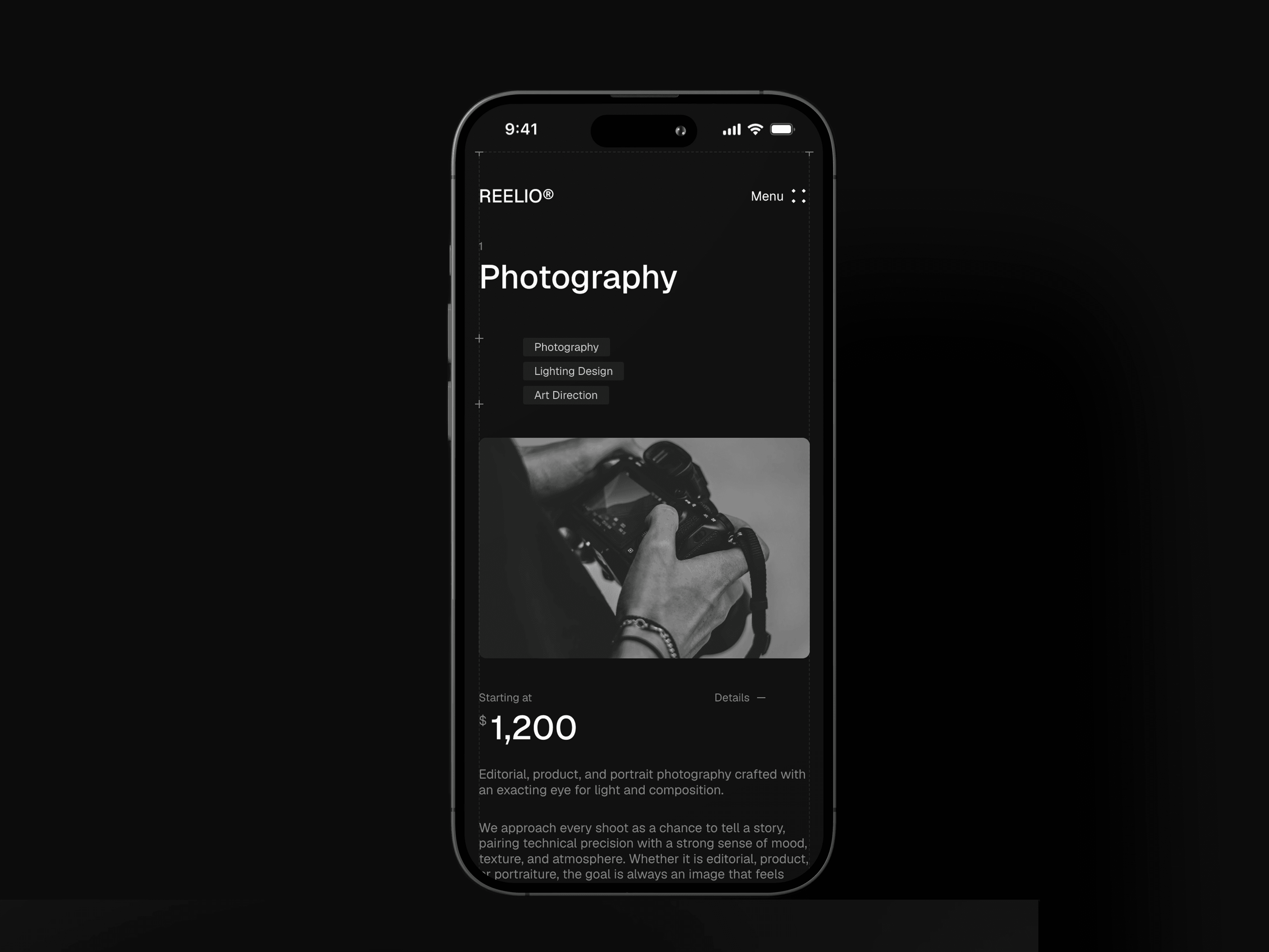 Reelio Framer template